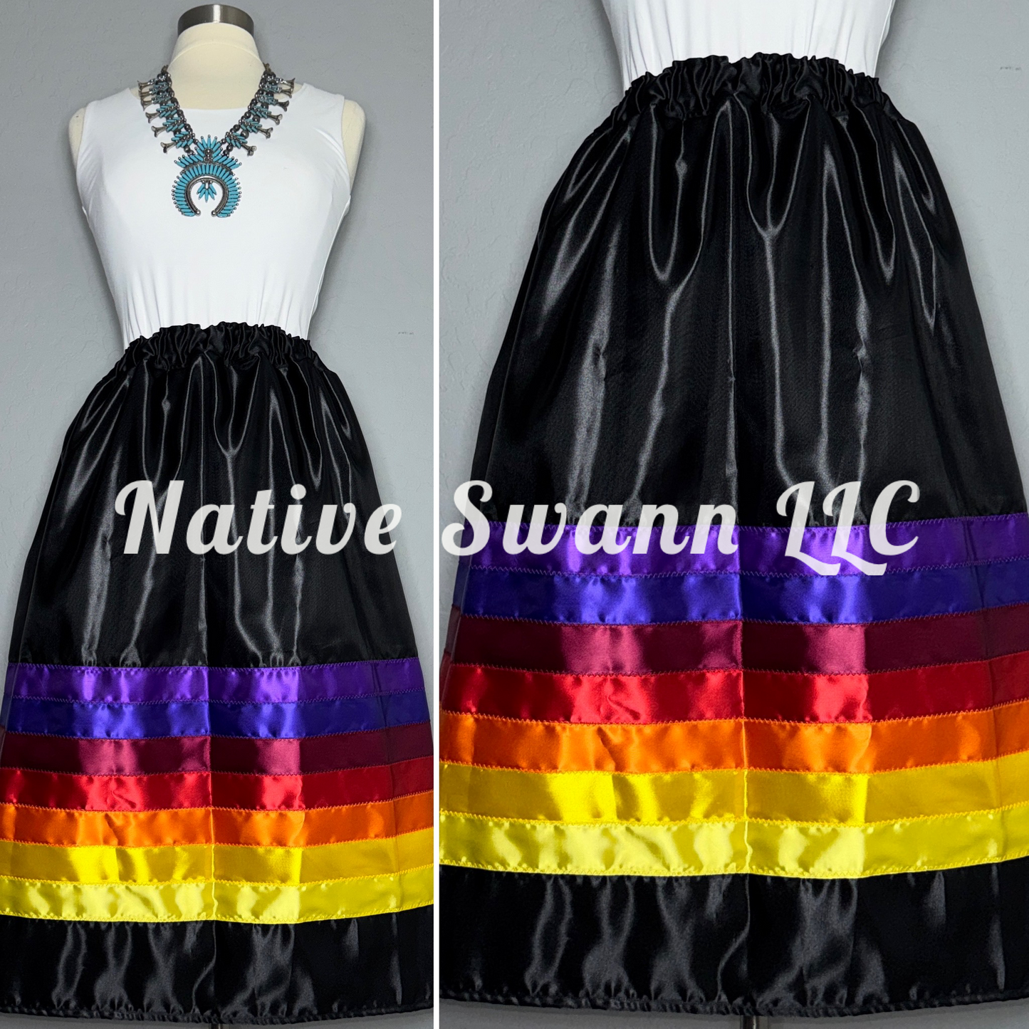 Black Satin Ribbon Skirt w/ pockets