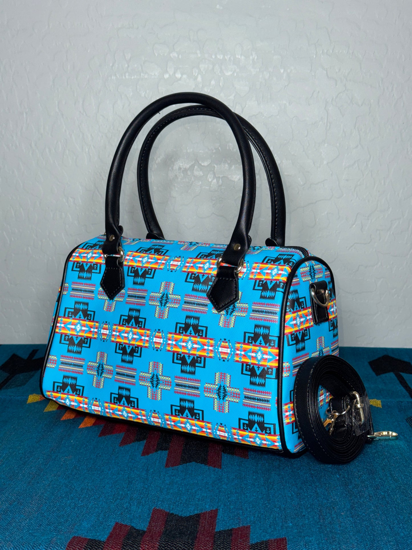 Turquoise Native Design Bollin Purse