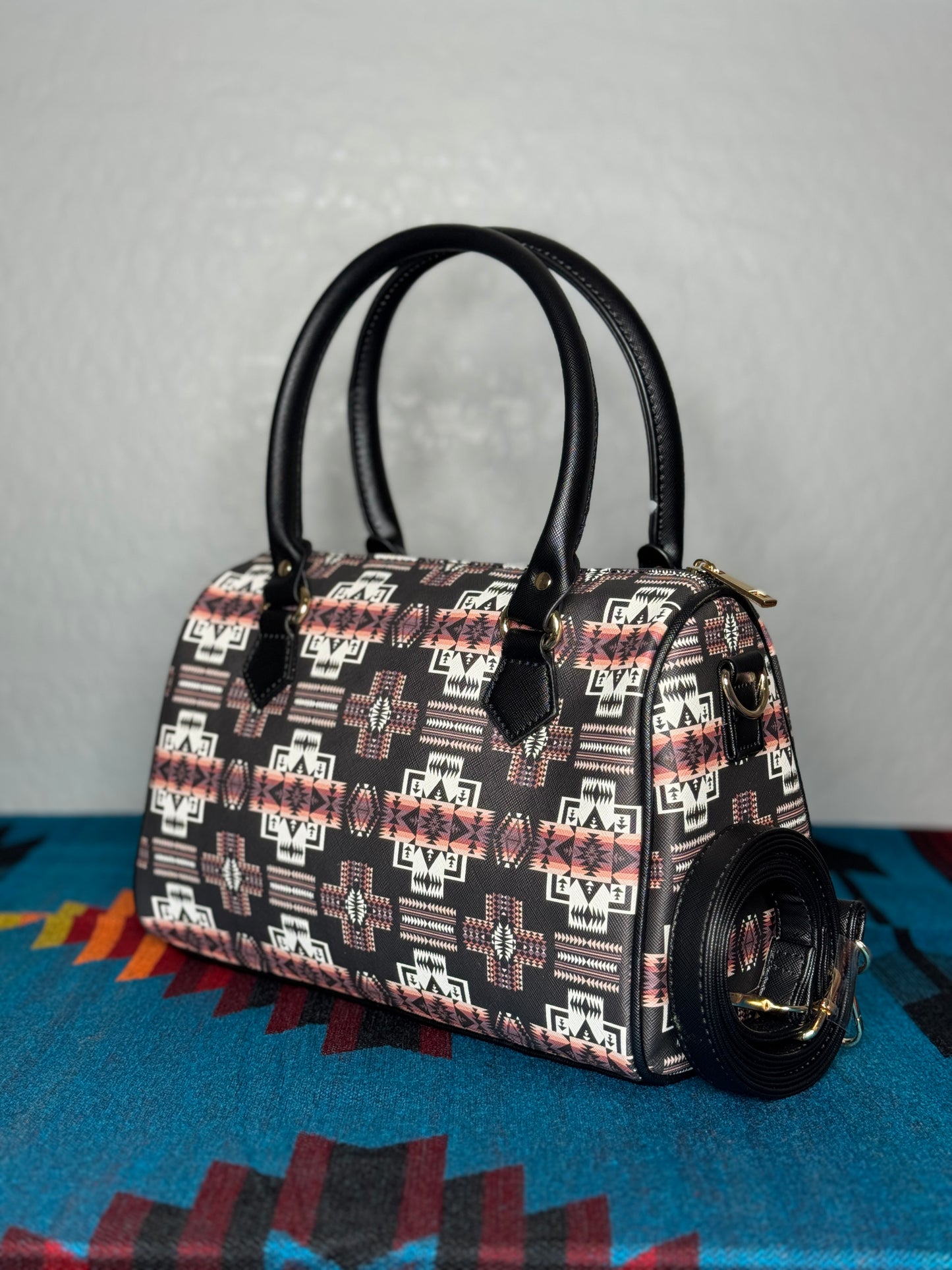 Black Native Design Bollin Purse