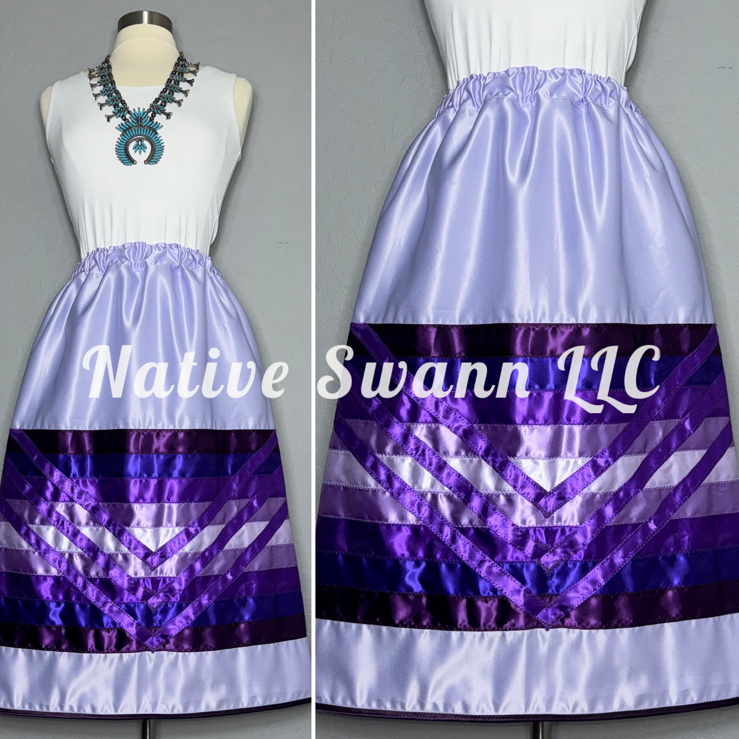 Lavender Satin Ribbon Skirt w/ pockets