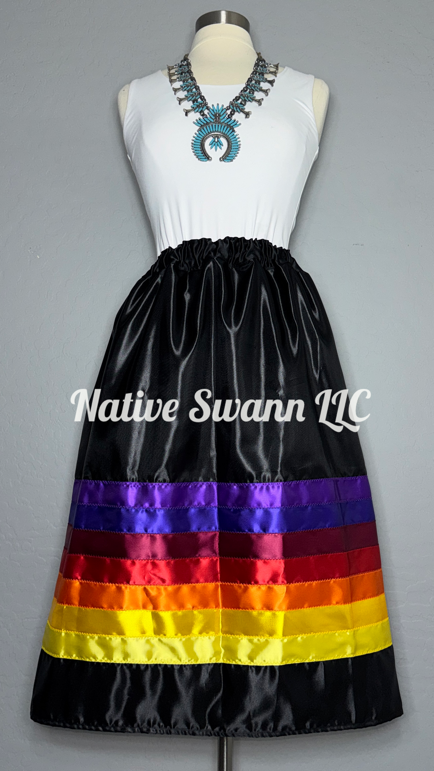 Black Satin Ribbon Skirt w/ pockets