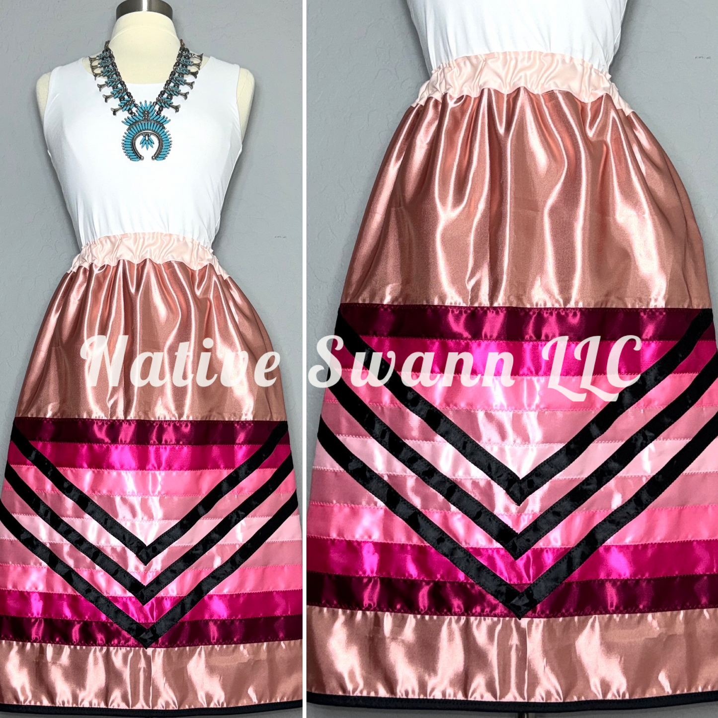 Pink Satin Ribbon Skirt w/ pockets