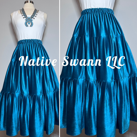 Teal Velvet 3 Tier Skirt