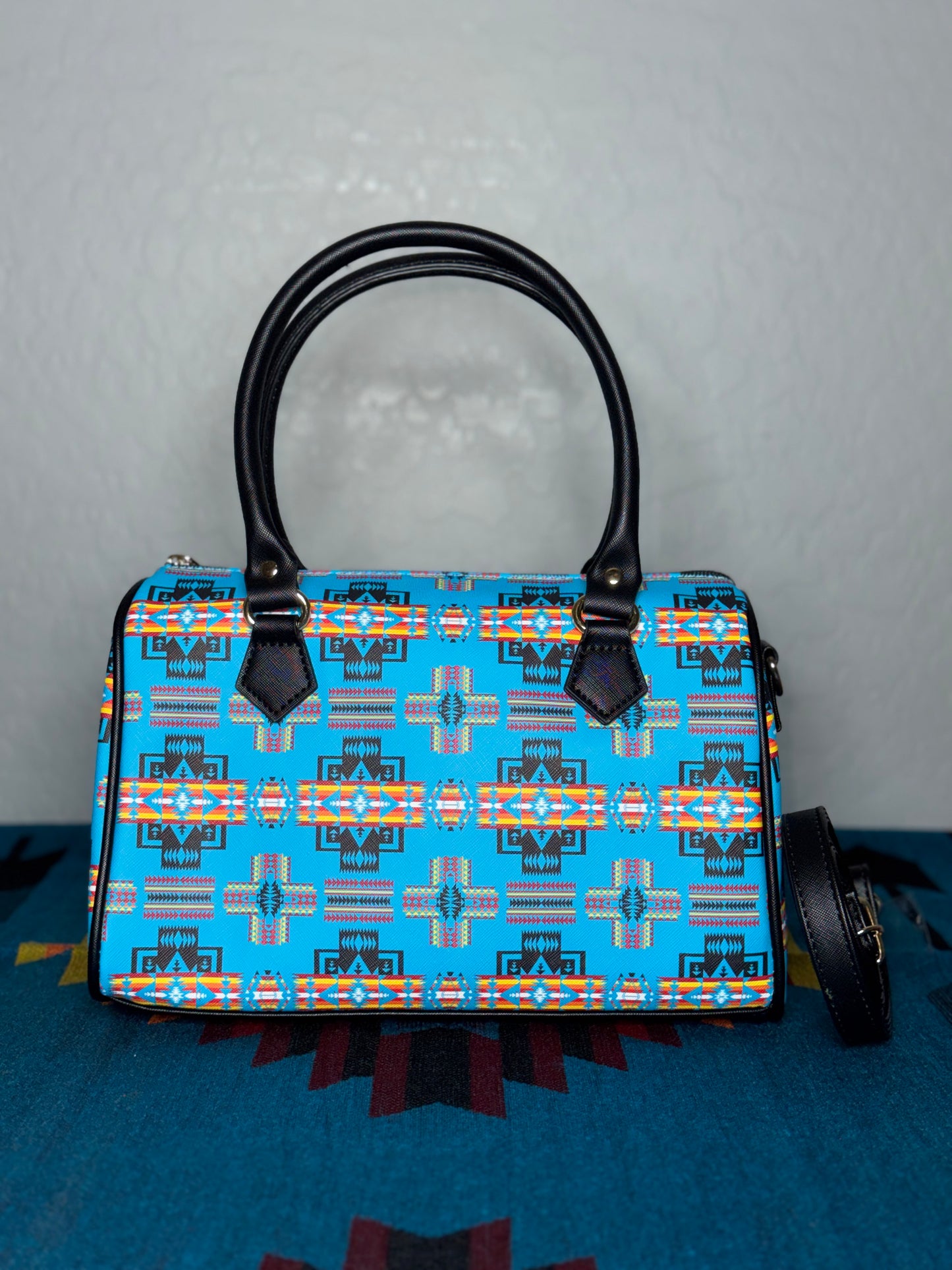 Turquoise Native Design Bollin Purse