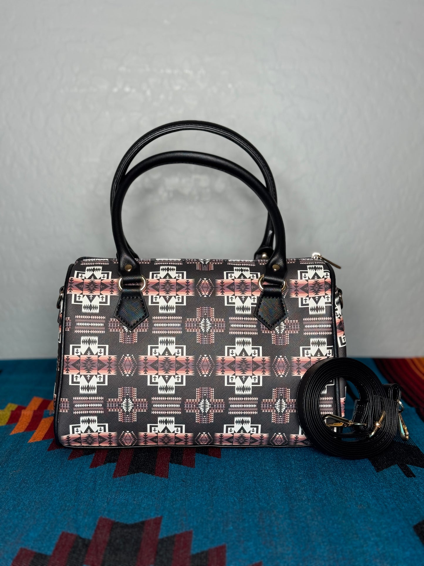 Black Native Design Bollin Purse