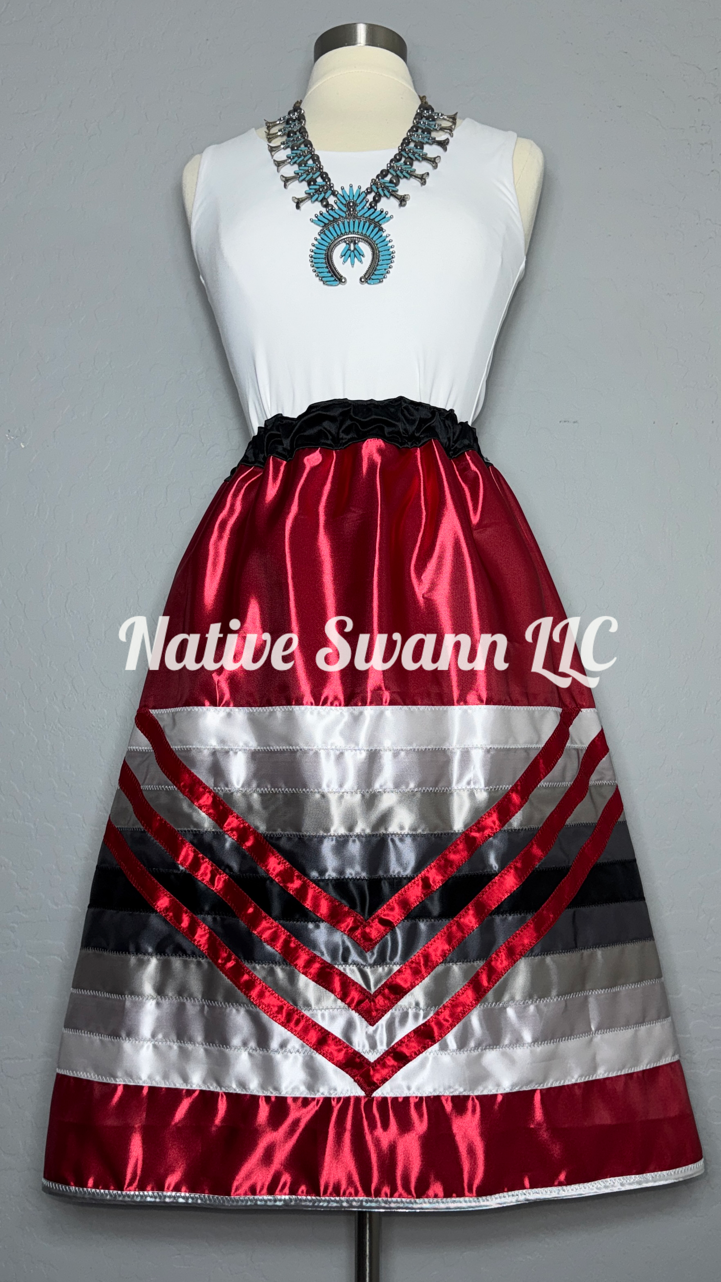 Red Satin Ribbon Skirt w/ pockets